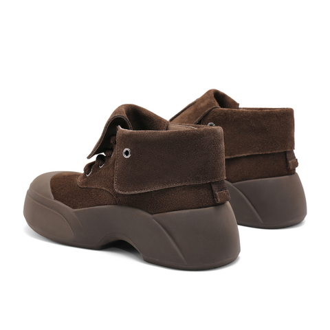 百丽增高厚底高帮鞋女2024冬新舒适复古鞋B2165DM4