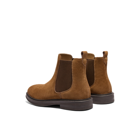 百丽户外潮搭休闲靴男靴2024冬新英伦风短靴切尔西靴加绒A1691DD4