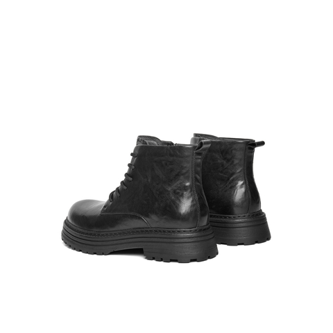 百丽潮搭休闲靴男2024冬新商场同款牛皮革厚底马丁靴8NC01DD4