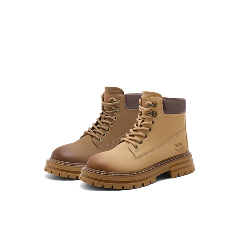 百丽复古厚底工装靴女2024冬新商场同款户外休闲大黄短靴B9R1DDD4