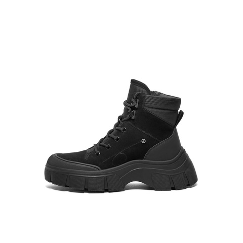 百丽增高厚底工装靴女2024冬新商场同款真皮户外徒步短靴B8S1DDD4