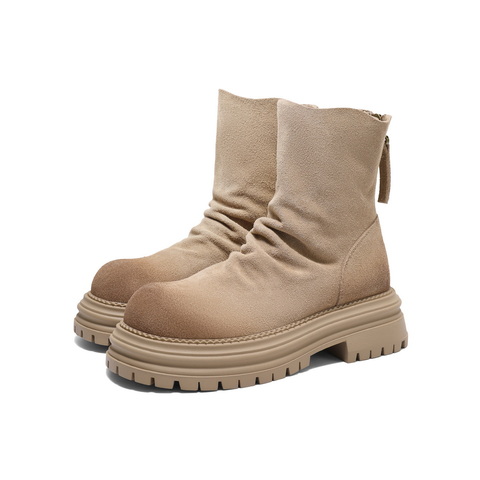 百丽时尚复古休闲靴女2024冬季新款商场同款显瘦短筒靴D1Y1DDZ4