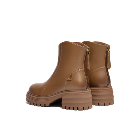 百丽厚底增高休闲靴女2024冬新商场同款真皮舒适靴B8Y1DDZ4