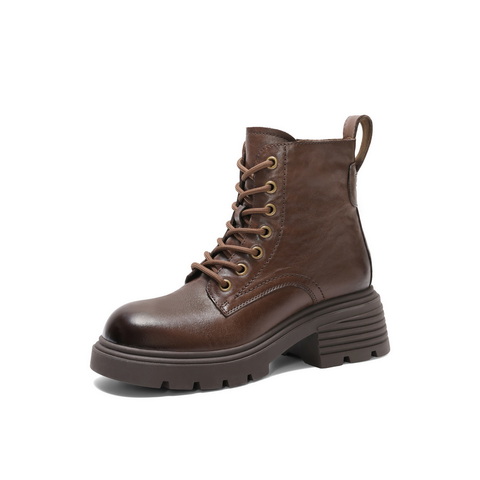 百丽增高厚底马丁靴女2024冬新真皮时尚美拉德短靴B2310DD4