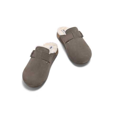 百丽半岛吐司拖包头拖男2024秋新保暖毛毛鞋软底勃肯鞋8NR01CT4