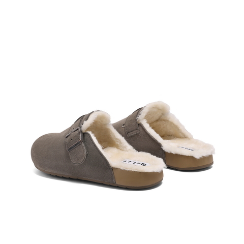 百丽半岛吐司拖包头拖男2024秋新保暖毛毛鞋软底勃肯鞋8NR01CT4