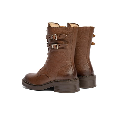 百丽时尚短筒马丁靴女2024冬新真皮休闲时髦短靴3KW60DZ4