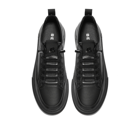 百丽时尚百搭小白鞋男2024春新牛皮革免系带舒适休闲板鞋A1230AM4