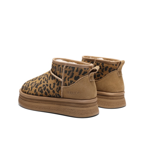 百丽户外徒步雪地靴女2024冬新保暖加绒短靴B2169DM4