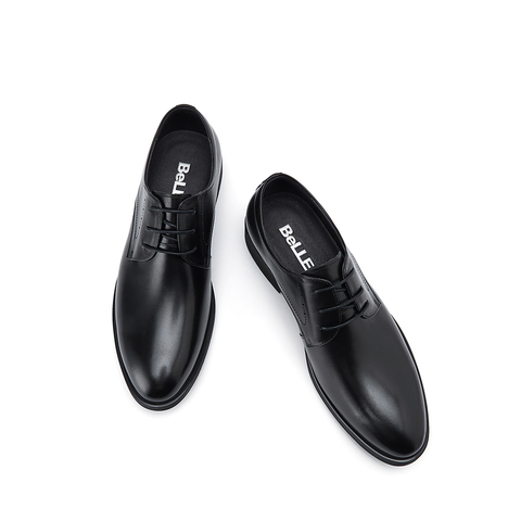 百丽商务正装皮鞋牛皮黑色西装鞋婚鞋大码男士休闲皮鞋10822AM4