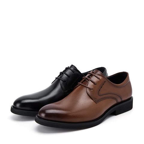 百丽商务正装皮鞋牛皮黑色西装鞋婚鞋大码男士休闲皮鞋10822AM4