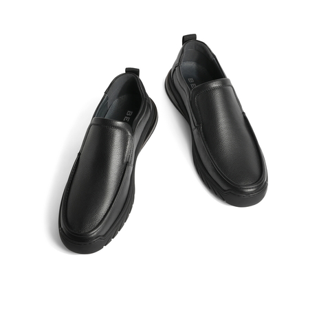 百丽酷雅商务鞋男鞋2024春季牛皮革套脚休闲皮鞋A0957AM4