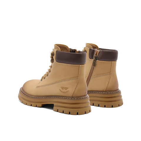 百丽复古厚底工装靴女2024冬新商场同款户外休闲大黄短靴B9R1DDD4