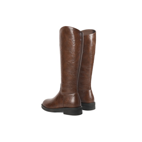 百丽时尚复古骑士靴女2024冬新显瘦增高长筒靴B2362DG4