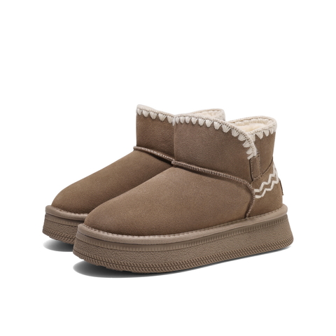 百丽户外徒步雪地靴女2024冬新商场同款保暖御寒短靴D1U1DDD4