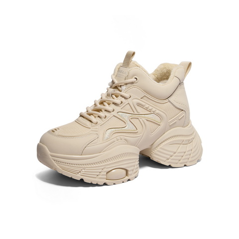 百丽增高厚底高帮老爹鞋女2024冬新商场同款百搭休闲鞋B9K1DDM4