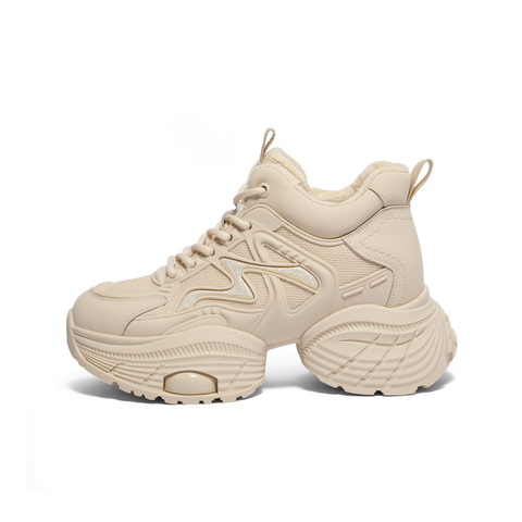 百丽增高厚底高帮老爹鞋女2024冬新商场同款百搭休闲鞋B9K1DDM4