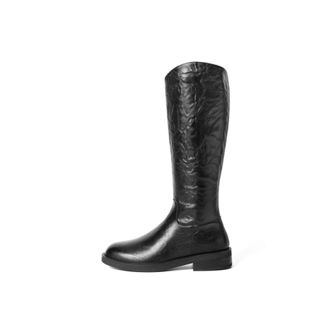 百丽时尚复古骑士靴女2024冬新显瘦增高长筒靴B2362DG4