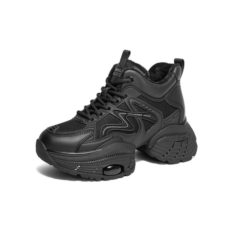 百丽增高厚底高帮老爹鞋女2024冬新商场同款百搭休闲鞋B9K1DDM4