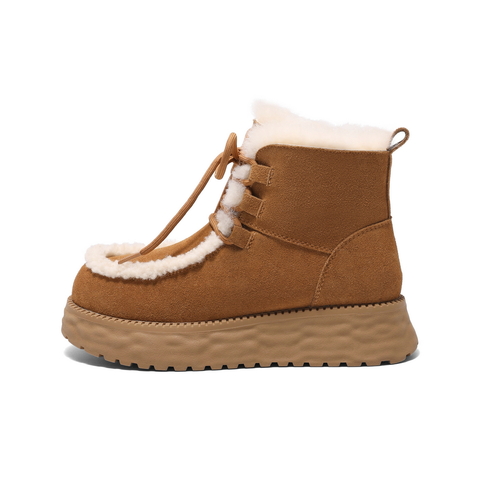 百丽时尚休闲雪地靴女2024冬新商场同款保暖御寒短靴D2D1DDD4