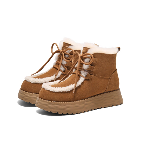 百丽时尚休闲雪地靴女2024冬新商场同款保暖御寒短靴D2D1DDD4