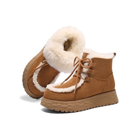 百丽时尚休闲雪地靴女2024冬新商场同款保暖御寒短靴D2D1DDD4