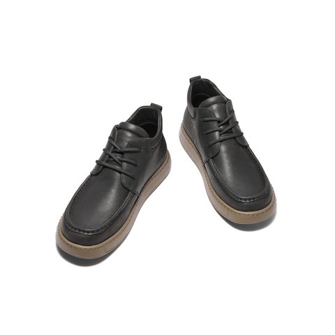 百丽高帮休闲工装鞋男2024冬新款牛皮革户外厚底短靴加绒A1846DD4