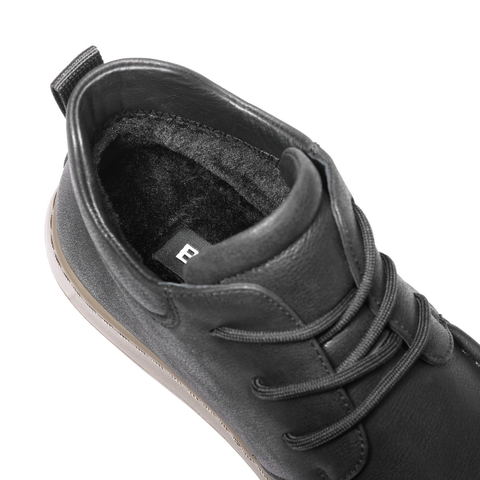 百丽高帮休闲工装鞋男2024冬新款牛皮革户外厚底短靴加绒A1846DD4