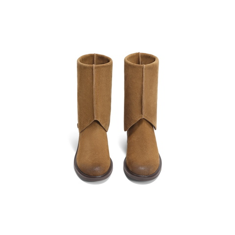 百丽时尚两穿西部靴女2024冬新复古显瘦长筒靴3QFB1DG4