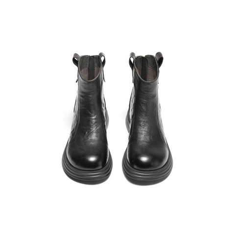 百丽复古时尚弹力靴女2024冬新商场同款真皮显瘦短靴D4L1DDD4