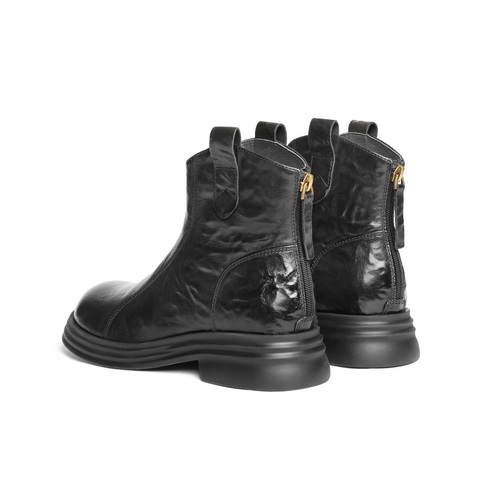 百丽复古时尚弹力靴女2024冬新商场同款真皮显瘦短靴D4L1DDD4