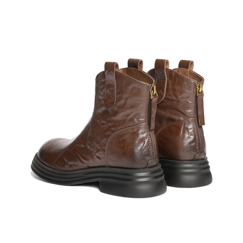 百丽复古时尚弹力靴女2024冬新商场同款真皮显瘦短靴D4L1DDD4