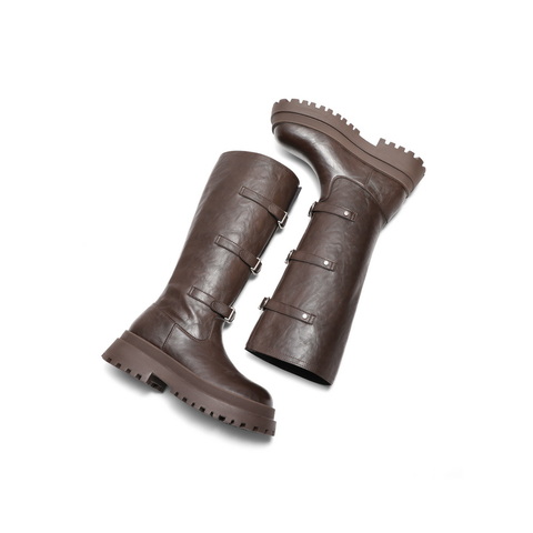 百丽显瘦舒适骑士靴女2024冬新增高厚底长靴D4H1DDG4