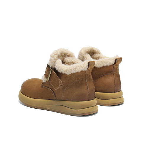 百丽时尚舒适高帮休闲鞋女2024冬新商场同款真皮保暖鞋D4N1DDD4