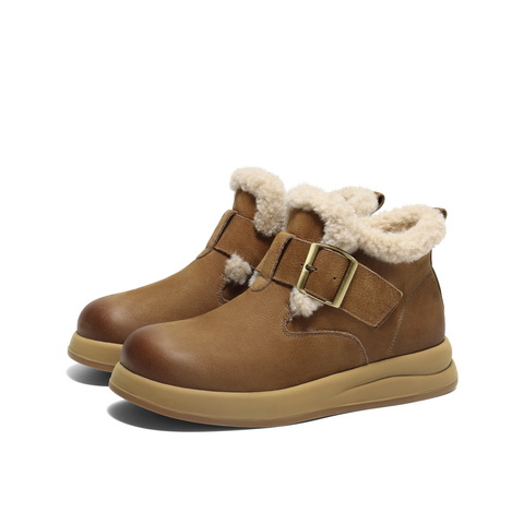 百丽时尚舒适高帮休闲鞋女2024冬新商场同款真皮保暖鞋D4N1DDD4