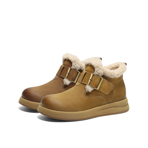 百丽时尚舒适高帮休闲鞋女2024冬新商场同款真皮保暖鞋D4N1DDD4