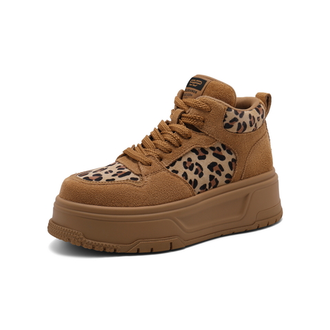 百丽时尚撞色板鞋女2024冬新厚底高帮休闲鞋B2092DM4