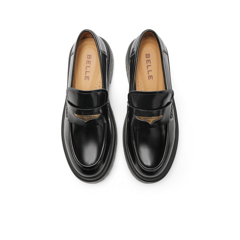 百丽简约乐福鞋女2024秋新商场同款真皮学院风单鞋B5H1DCA4