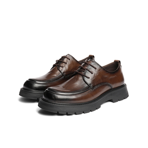百丽办公通勤商务鞋男士秋款牛皮革舒适厚底休闲皮鞋A2118CM4