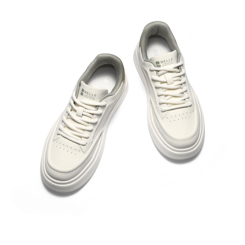 百丽减龄百搭小白鞋男2024秋新轻盈厚底舒适潮搭休闲板鞋A2203CM4