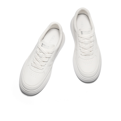 百丽时尚百搭小白鞋男鞋秋季厚底增高舒适简约潮搭休闲板鞋A2069CM4