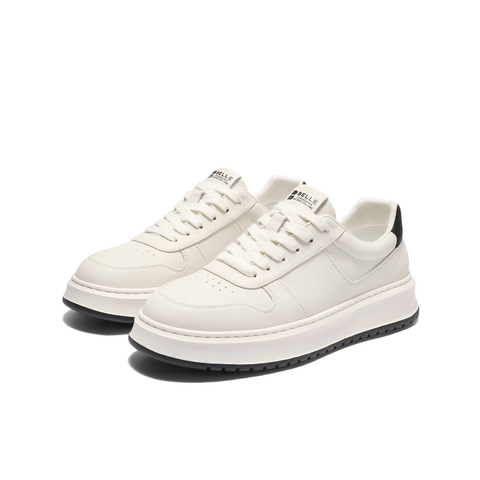 百丽时尚百搭小白鞋男鞋秋季轻盈厚底舒适潮搭休闲板鞋A2084CM4