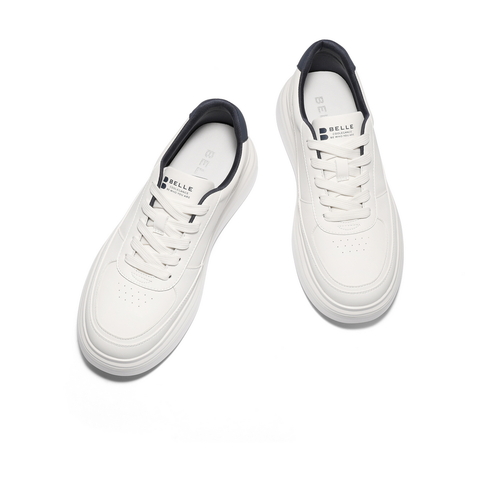 百丽时尚百搭小白鞋男鞋秋季厚底增高舒适简约潮搭休闲板鞋A2069CM4