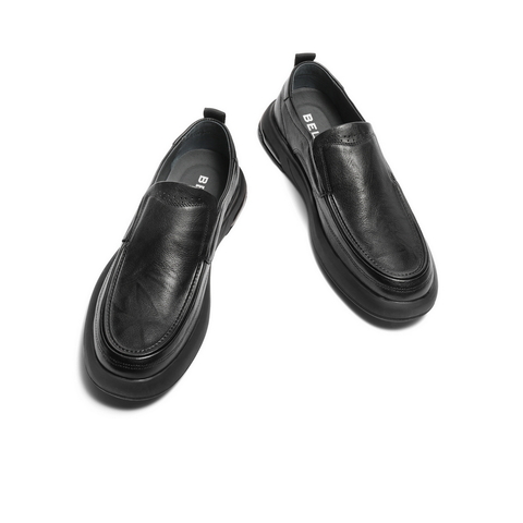 百丽一脚蹬休闲皮鞋男鞋24夏牛皮革爸爸鞋套脚商务鞋加绒A1518BM4