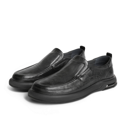 百丽一脚蹬休闲皮鞋男鞋24夏牛皮革爸爸鞋套脚商务鞋加绒A1518BM4