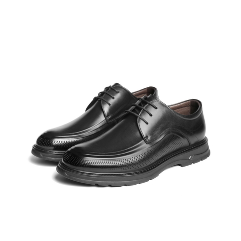 百丽打孔透气商务鞋男士2024夏季新款牛皮革通勤正装皮鞋A0902BM4