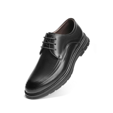 百丽打孔透气商务鞋男士2024夏季新款牛皮革通勤正装皮鞋A0902BM4