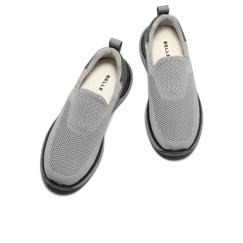 百丽网面休闲健步鞋男鞋秋款厚底增高舒适一脚蹬懒人鞋运动鞋A2120CM4