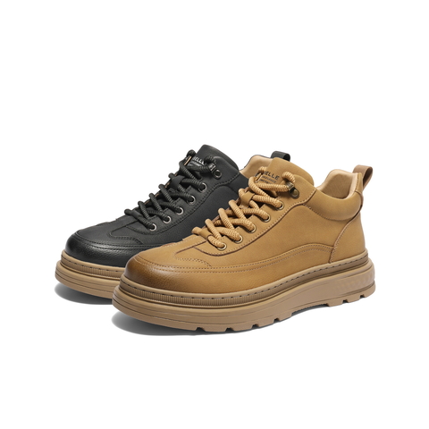百丽高帮休闲工装鞋男靴冬季时尚简约复古潮搭板鞋加绒可选A2261DD4