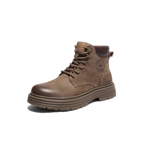 百丽户外潮搭工装靴男靴冬季厚底休闲马丁靴保暖短靴加绒可选A2251DD4